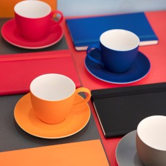 Чайная пара TENDER, 250 мл, серый, фарфор, прорезиненное покрытие