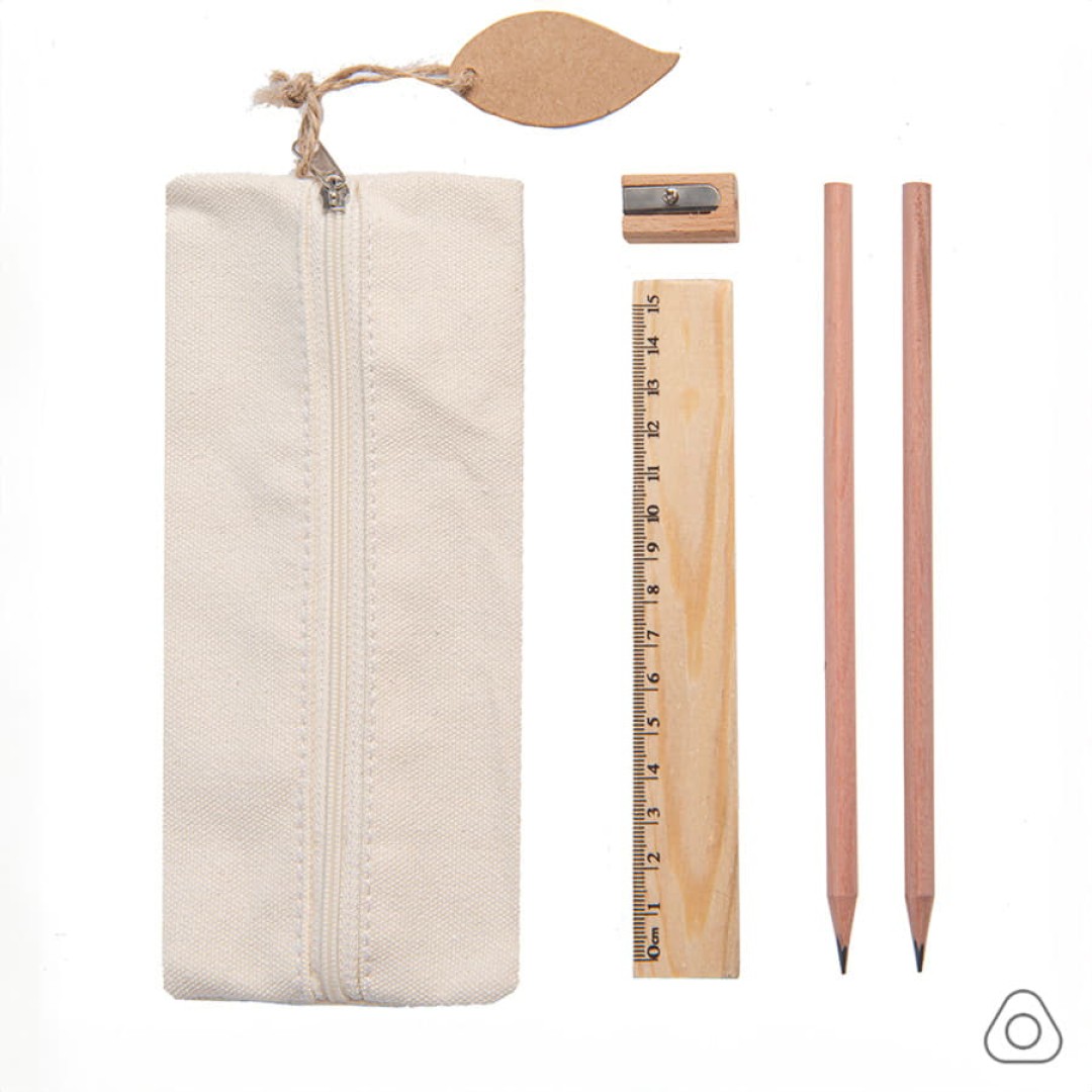 SUIT: пенал-косметичка, 2 чернографитных карандаша, точилка, линейка, бежевый