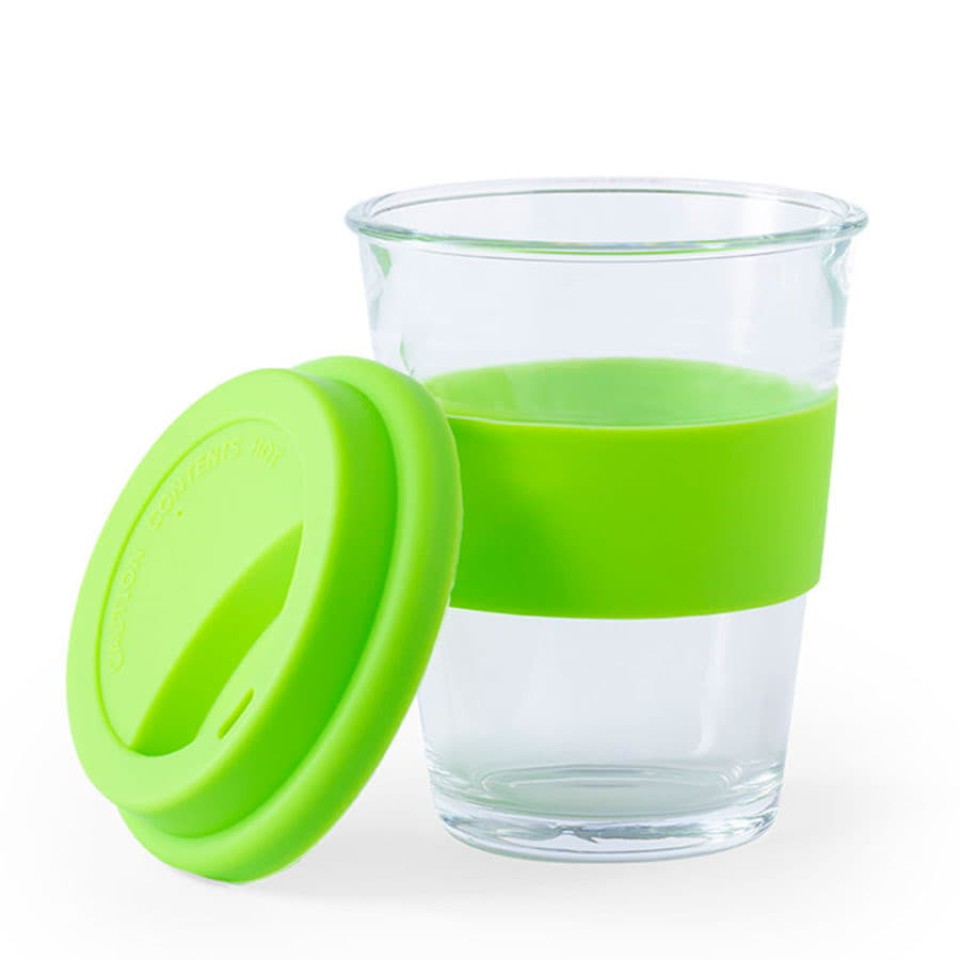 Стакан DURNOX с силиконовой крышкой, прозрачный с белым, 350мл, 12,4х9,5см, стекло, силикон