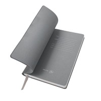 Бизнес-блокнот "Biggy", B5 формат, серый, серый форзац, мягкая обложка, в клетку