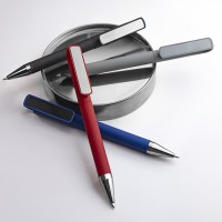 Ручка шариковая GLOSSY GUN с покрытием soft touch, черный/темно-серый, пластик, металл