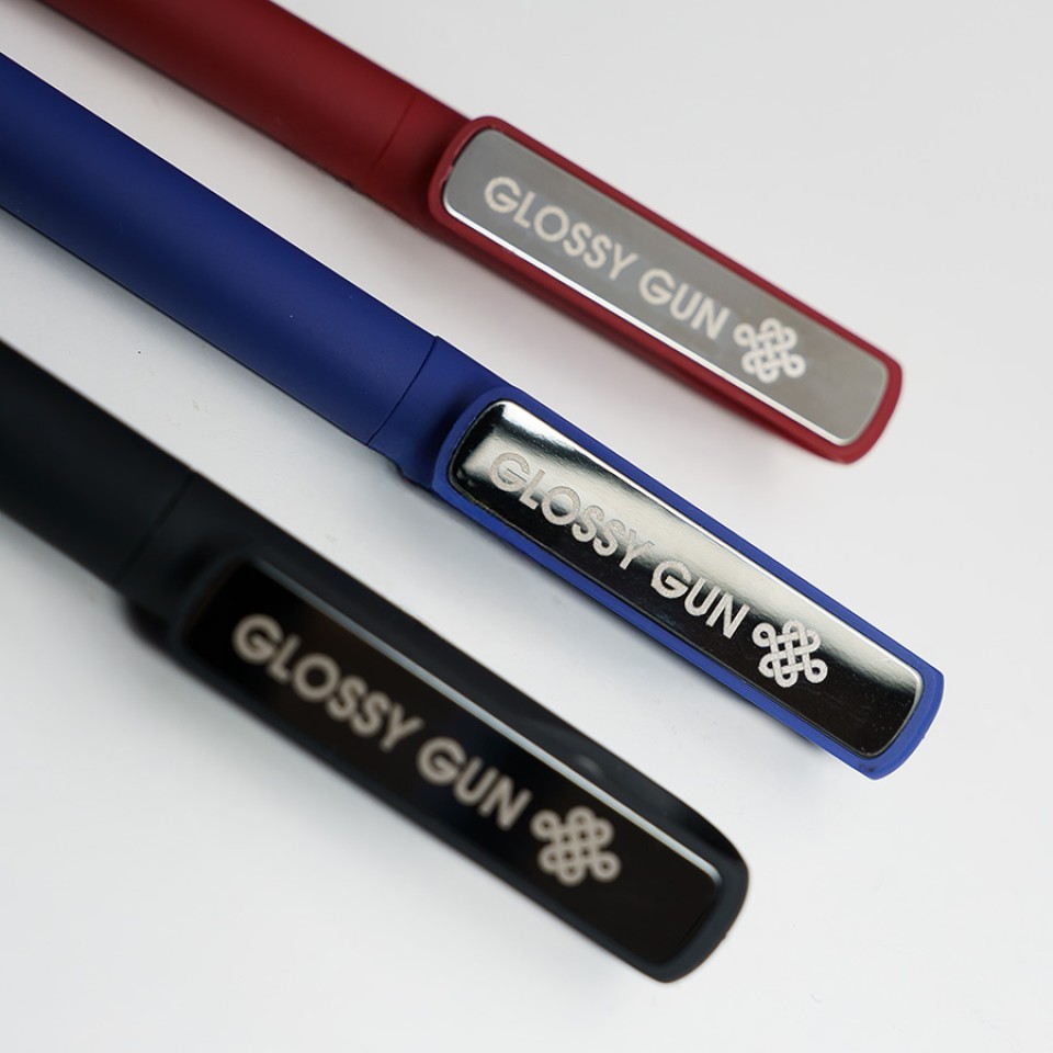 Ручка шариковая GLOSSY GUN с покрытием soft touch, черный/темно-серый, пластик, металл