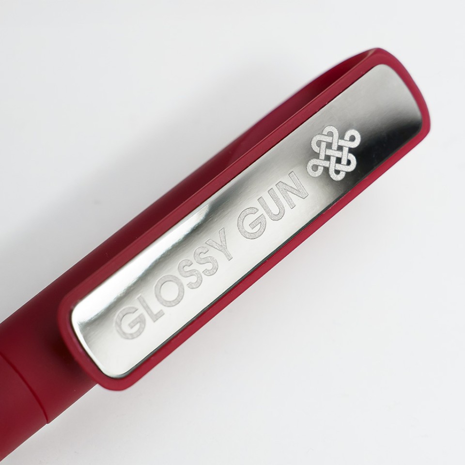 Ручка шариковая GLOSSY GUN с покрытием soft touch, красный/темно-серый, пластик, металл