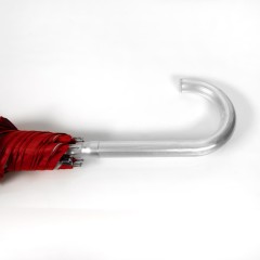 Зонт-трость с пластиковой ручкой  "под алюминий" "Silver", полуавтомат, красный с серебром, D=103 cм