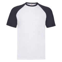 Футболка "Short Sleeve Baseball T", белый с глубоким темно-синим_L, 100% х/б, 160 г/м2