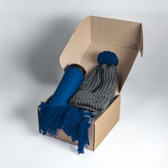 Набор подарочный COLD NIGHT: шарф и шапка, термокружка, синий