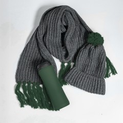 Набор подарочный COLD NIGHT: шарф и шапка, термокружка, темно-зеленый