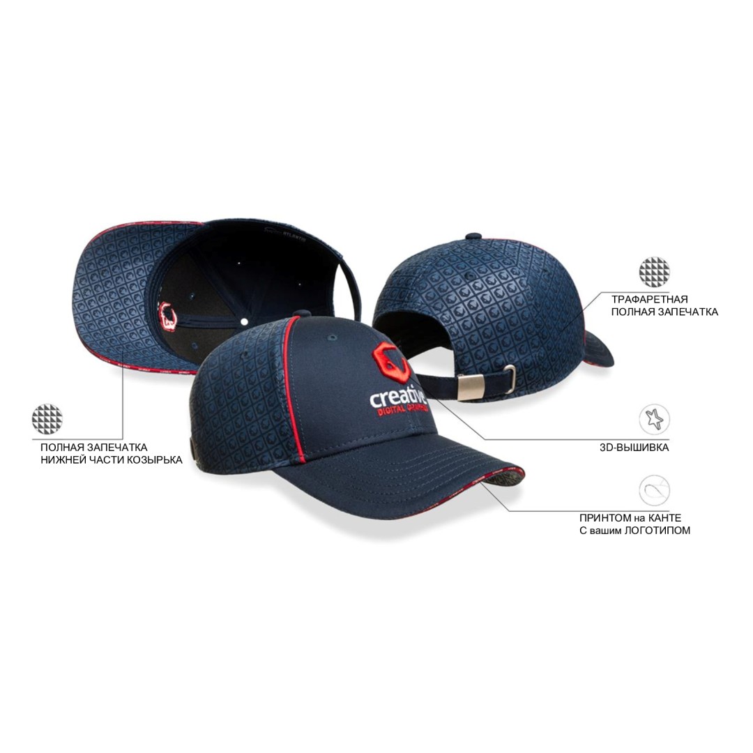 Образец бейсболка с кастомизацией LAB2154, тёмно-синий, 100% хлопок