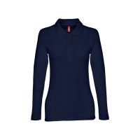 Рубашка-поло женская BERN WOMEN, д/р, тёмно-синий, 2XL, 100% хлопок, плотность 210 г/м2