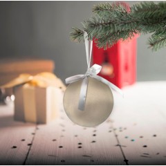 Елочное украшение ПРАЗДНИК, плоское, белый, пластик, D8 см,