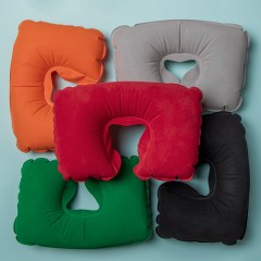 Подушка  надувная дорожная WAY в футляре, зеленый, 43,5х27,5 см, твил