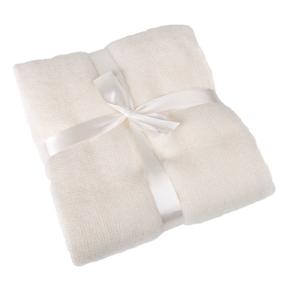 Плед "MOHAIR",  белый,  130х150 см, акрил,