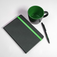 Набор подарочный HYPER: кружка, ежедневник, ручка, черный/зеленый