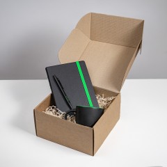 Набор подарочный HYPER: кружка, ежедневник, ручка, черный/зеленый