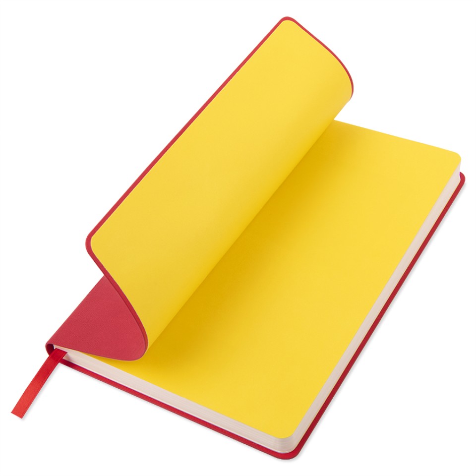 Ежедневник недатированный "FunkyPlan", 130*210 мм, красный, желтый форзац, блок-линейка