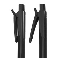 Ручка шариковая N22 с клипом-прищепкой, черный, переработанный пластик, цвет чернил синий