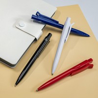 Ручка шариковая N22 с клипом-прищепкой, черный, переработанный пластик, цвет чернил синий