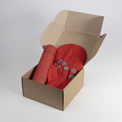 Набор подарочный GET WARM: перчатки, шапка, термос, красный