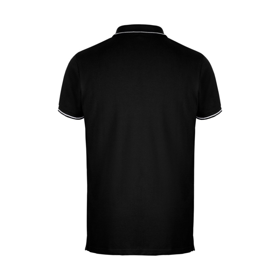 Рубашка-поло мужская SPECTRUM , к/р, чёрный/белый, 2XL, 100% хлопок, плотность 195 г/м2