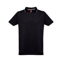 Рубашка-поло мужская SPECTRUM, к/р, чёрный/белый, S, 100% хлопок, плотность 195 г/м2