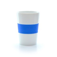 Стакан NELO, белый с красным, 350мл, 11,2х8см, тонкая керамика, силикон