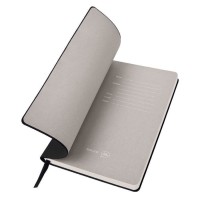 Бизнес-блокнот "Biggy", B5 формат, черный, серый форзац, мягкая обложка, в клетку