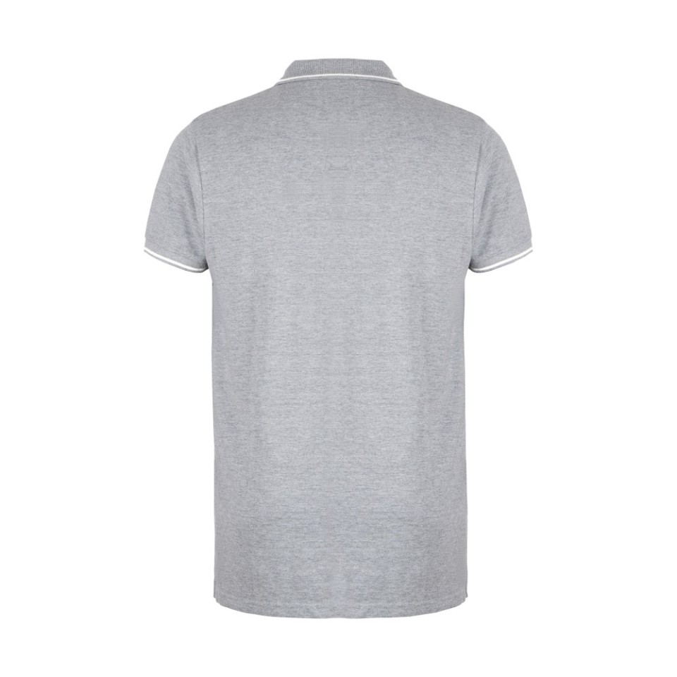 Рубашка-поло мужская SPECTRUM, к/р, св.-сер. меланж/бел, L, 100% хлопок, плотность 195 г/м2