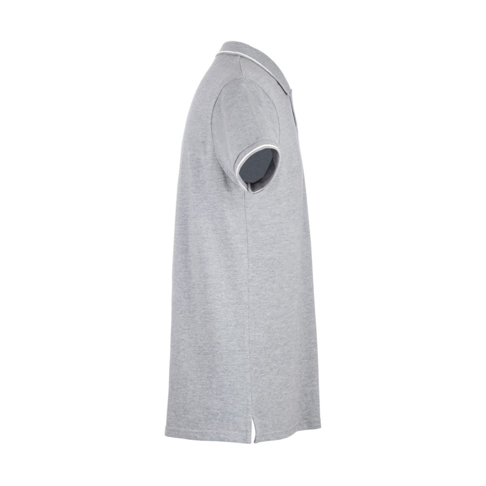 Рубашка-поло мужская SPECTRUM, к/р, св.-сер. меланж/бел, M, 100% хлопок, плотность 195 г/м2