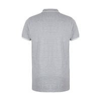 Рубашка-поло мужская SPECTRUM, к/р, св.-сер. меланж/бел, M, 100% хлопок, плотность 195 г/м2