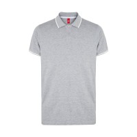 Рубашка-поло мужская SPECTRUM, к/р, св.-сер. меланж/бел, XL, 100% хлопок, плотность 195 г/м2