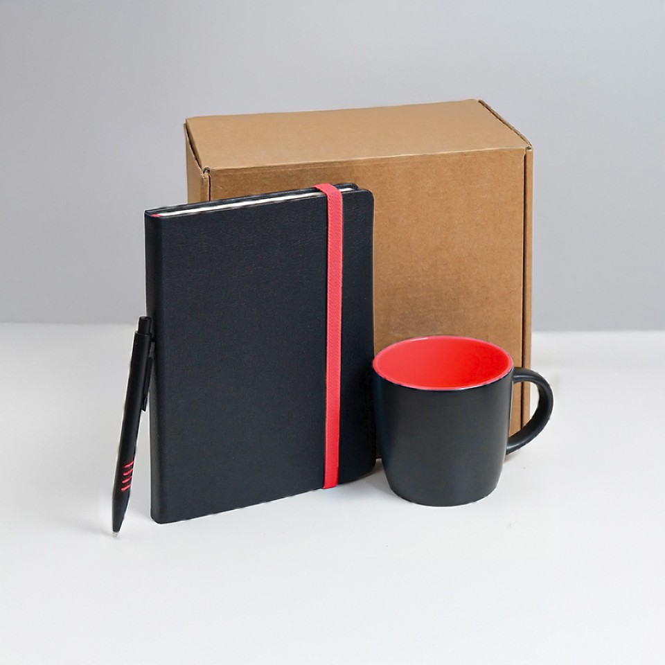 Набор подарочный HYPER: кружка, ежедневник, ручка, черный/красный