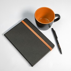 Набор подарочный HYPER: кружка, ежедневник, ручка, черный/оранжевый