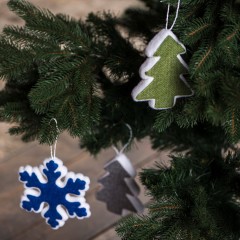 Украшение новогоднее  СНЕЖИНКА, 15cм, пластик, ткань, синий