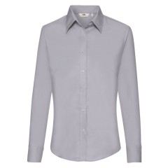 Рубашка "Lady-Fit Long Sleeve Oxford Shirt", светло-серый_M, 70% х/б, 30% п/э, 135 г/м2