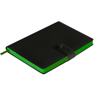 Ежедневник недатированный Stellar, А5, черный, кремовый блок  в линейку, с зеленым обрезом