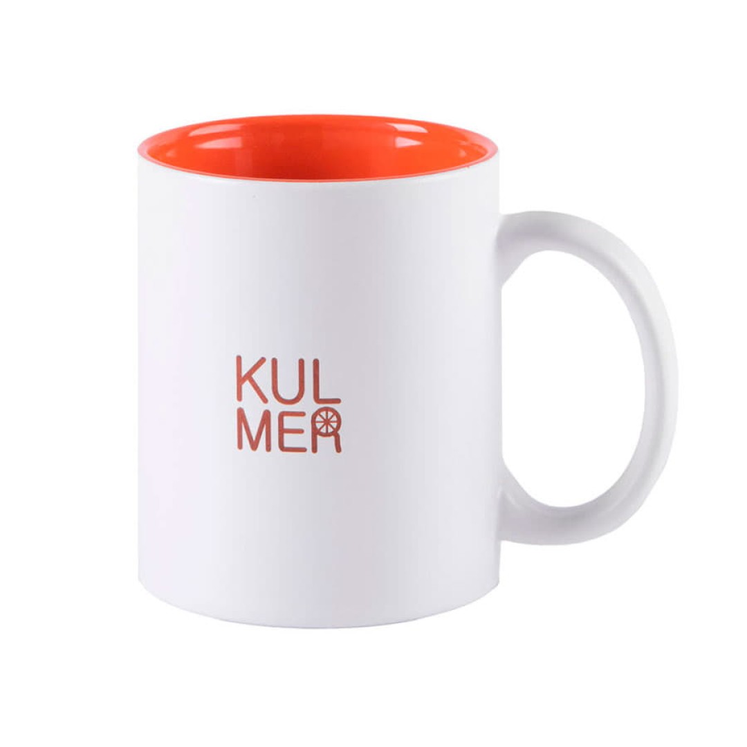 Кружка KULMER, белый с оранжевым, 350мл, 9,6х8,2см, тонкая керамика