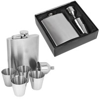 Фляжка с 4 стопками и воронкой в упаковке, 17,8х15х4,5 см, 235 мл, металл, лазерная гравировка