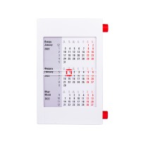 Календарь настольный на 2 года, белый с красным, 18х11 см, пластик, тампопечать, шелкография
