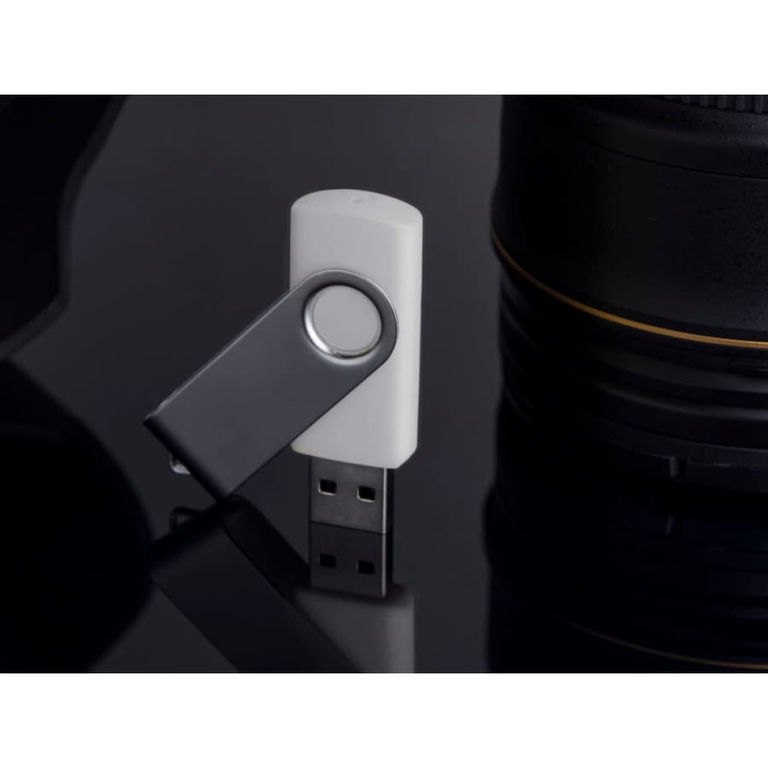 USB flash-карта DOT (8Гб), белый, 5,8х2х1,1см,пластик металл