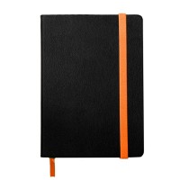 Ежедневник недатированный Ray, А5, черный/оранжевый, кремовый блок, без обреза