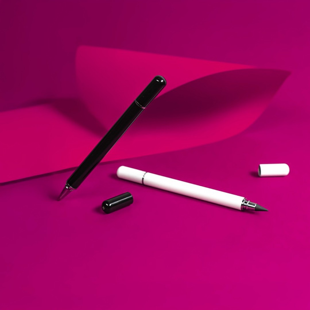 Ручка шариковая + карандаш вечный 2 в 1, белый, металл, в футляре