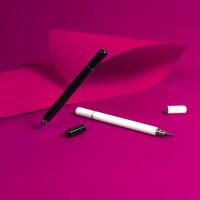 Ручка шариковая + карандаш вечный 2 в 1, белый, металл, в футляре