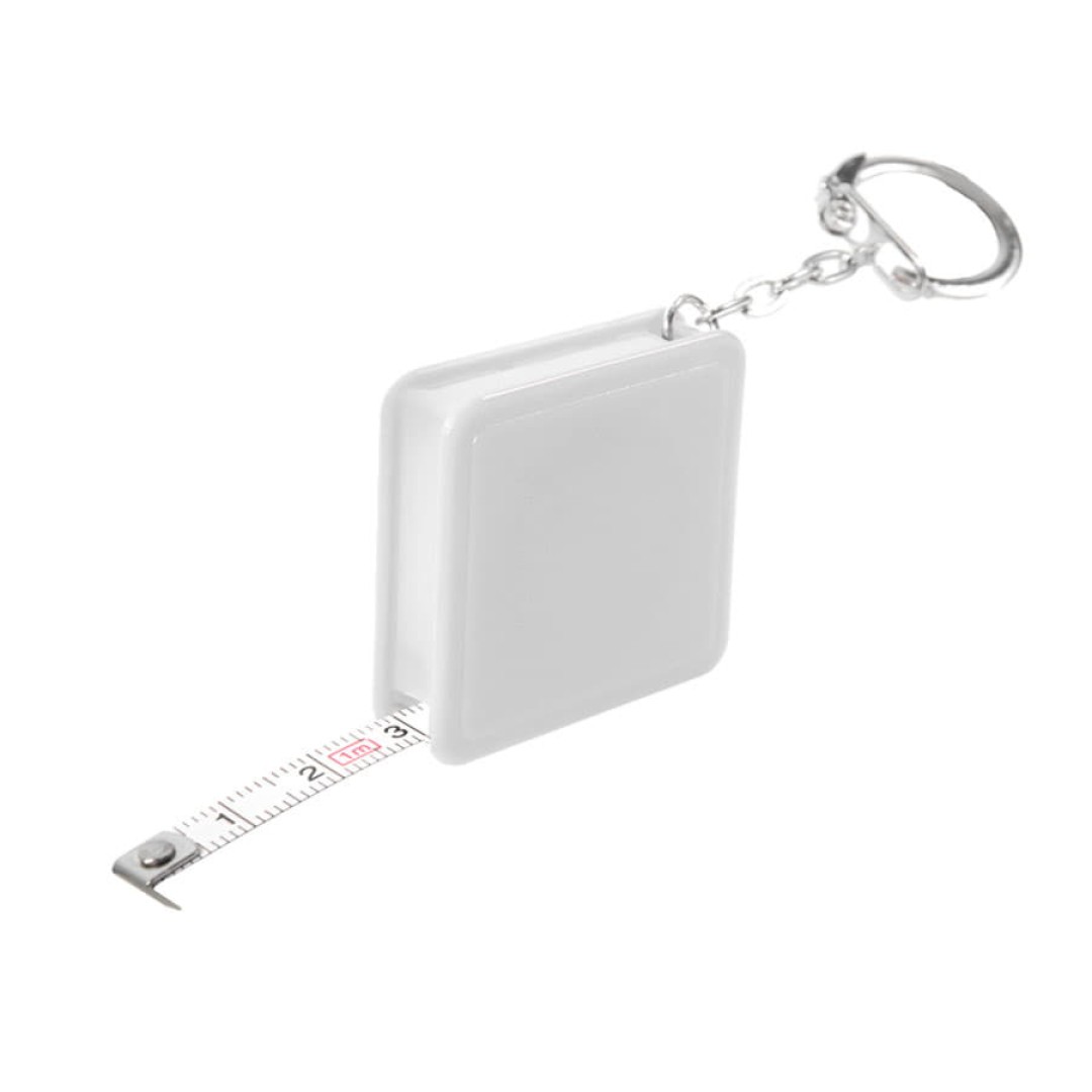 Брелок-рулетка (1 м), белый, 4х4х1 см, пластик