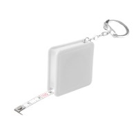 Брелок-рулетка (1 м), белый, 4х4х1 см, пластик