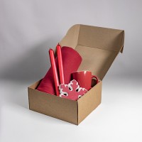 Набор подарочный MOOD: плед, кружка, игрушка, свечи, красный