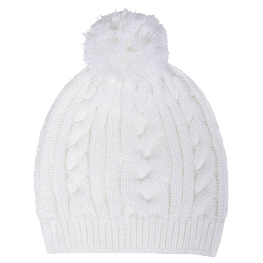 Шапка  "Irish" с помпоном, белый, 100% акрил
