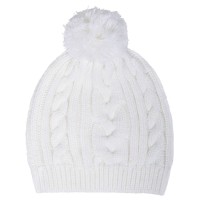 Шапка  "Irish" с помпоном, белый, 100% акрил