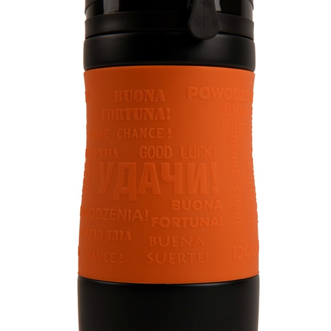 Термокружка вакуумная "УДАЧА",  400 мл, оранжевый, металл/силикон