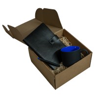 Набор подарочный DYNAMIC: кружка, ежедневник, ручка,  стружка, коробка, черный/синий