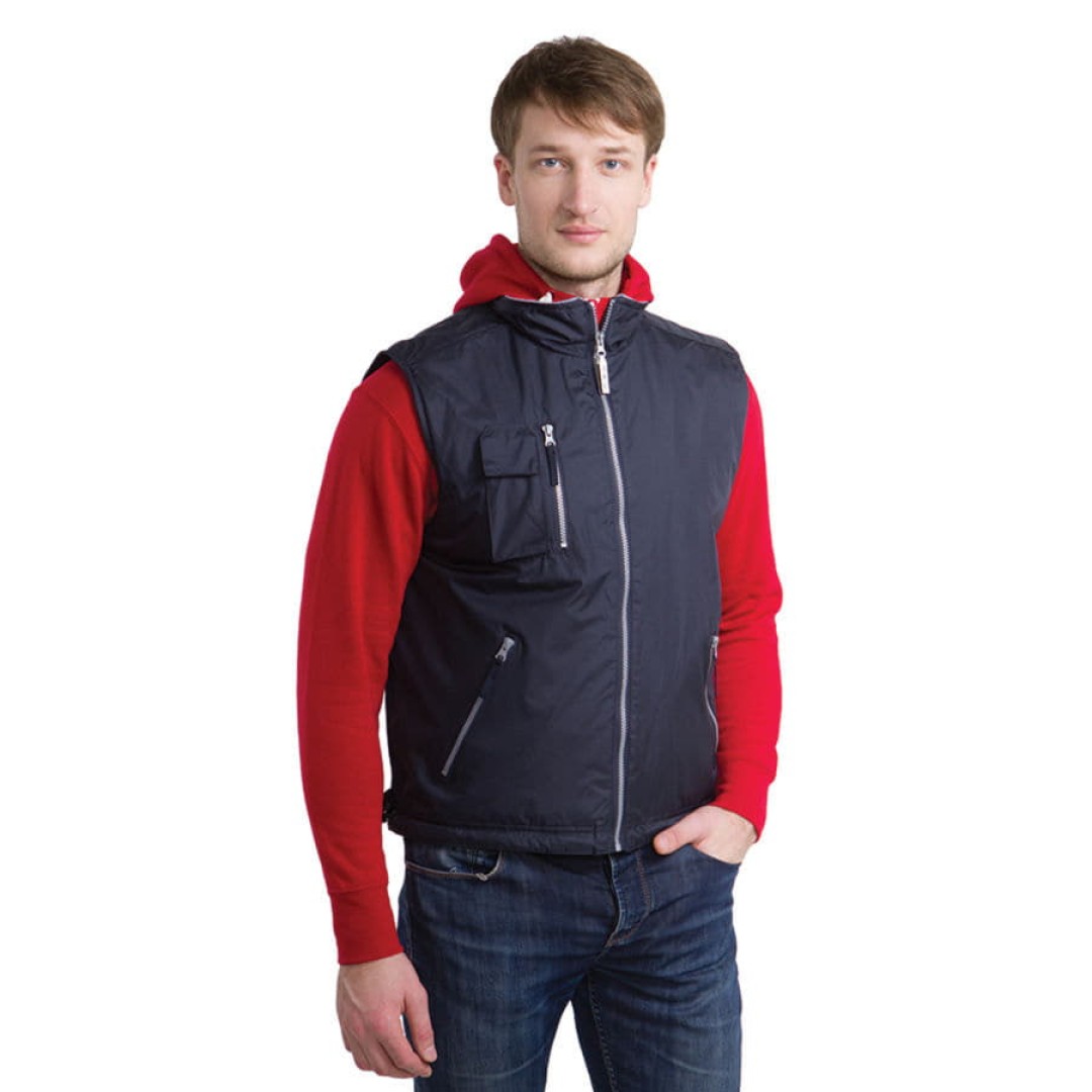Жилет мужской PORTUGAL, темно-синий, 2XL, осн.ткань:100% полиэстер, подкладка:100% флис, 200 г/м2